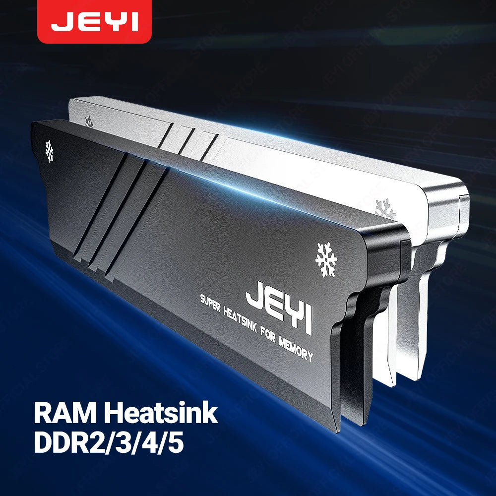 JEYI RAM Heatsink Cooler with Thermal Pads - Universal DDR2 DDR3 DDR4 DDR5 Memory Cooling for PC Desktop, DIY Heat Dissipation