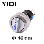 16mm Metal Rotary Selector Switch 2 3 Position On Off 12V Led Red Green Stainless Steel Push Button Switch 1NO1NC Latching SPDT