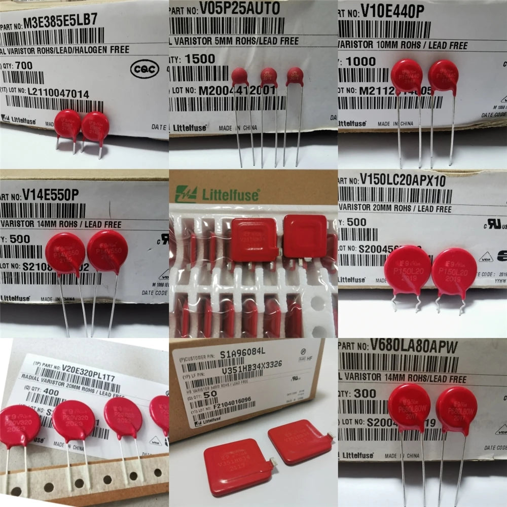 Litteifuse P660L100 Red Varistor V660LA100BPX3490 1.02KV 6.5KA DISC 20MM 1020V Rheostat AC660 DC850 400pF MOV TVS V660LA100BP