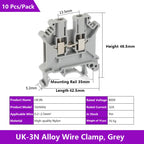 UK 2.5 Terminal Block UK2.5B Screw Connection Connect Strip 2.5B/3N/5N/6N/10N  2.5mm² Cable Electrical Din Rail Wire Connector