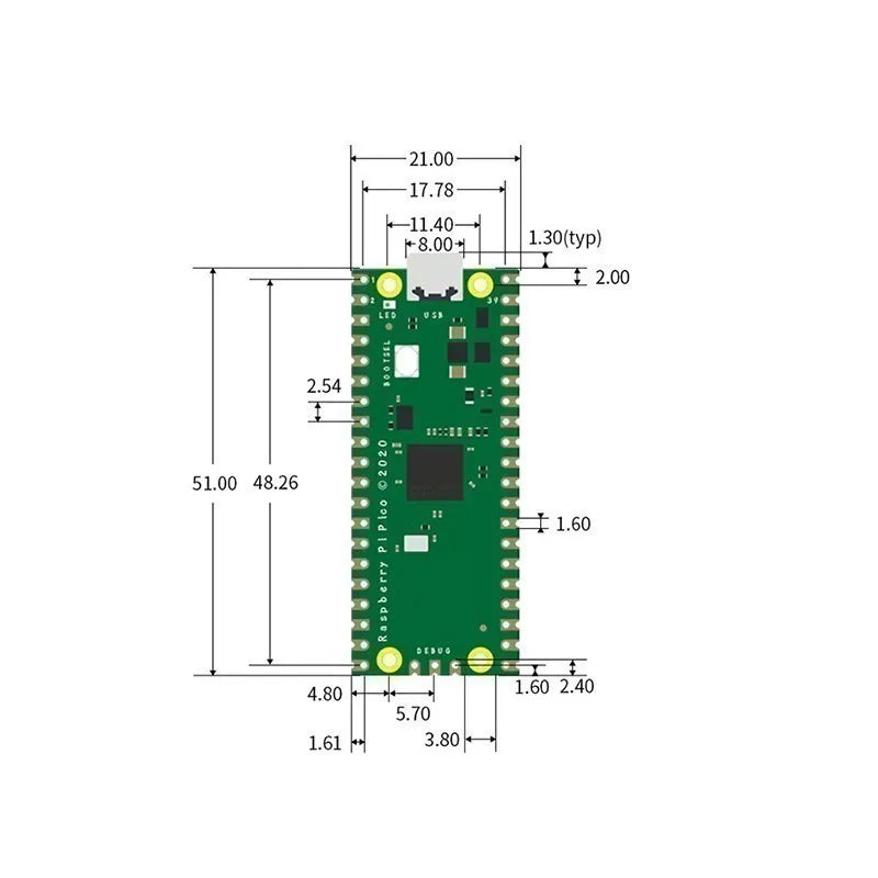 Raspberry Pi Pico or Pico W Development Board A Low-Cost High-Performance Microcontroller Board RP2040 Cortex-M0+ Dual-Core ARM