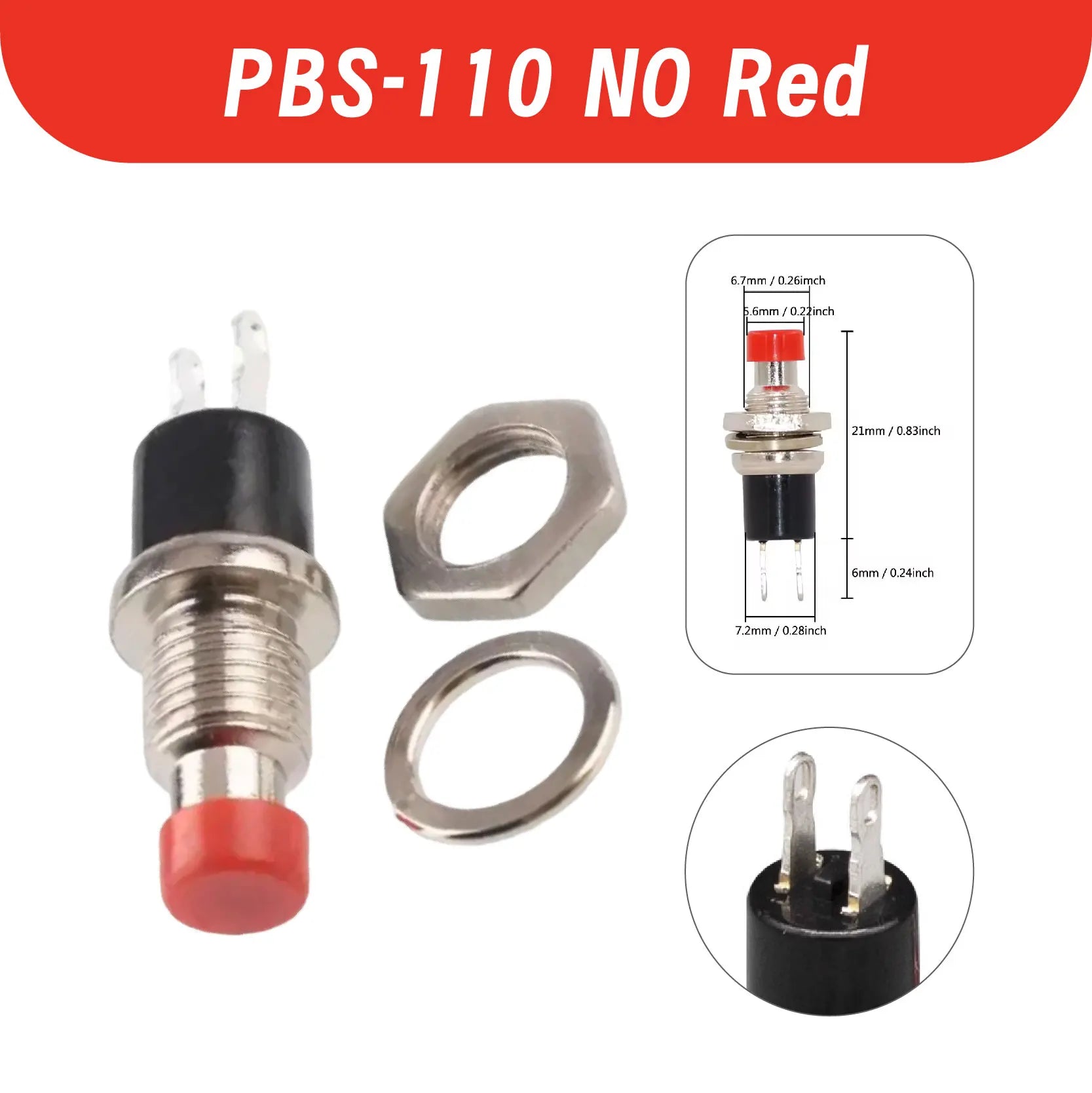 Mini Momentary Push Button Switch PBS-110 NO Press The Reset PBS-111 NC 7mm