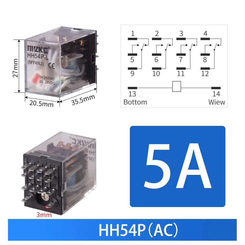 10pcs Small Intermediate Relay AC 220V DC C24 HH52P HH53P HH62P HH63P LED  General Mini Electromagnetic Relay Wholesale