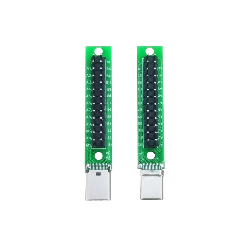 USB Type-C Male & Female Test Board 24Pin, Breakout Module with PCB and Pin Header