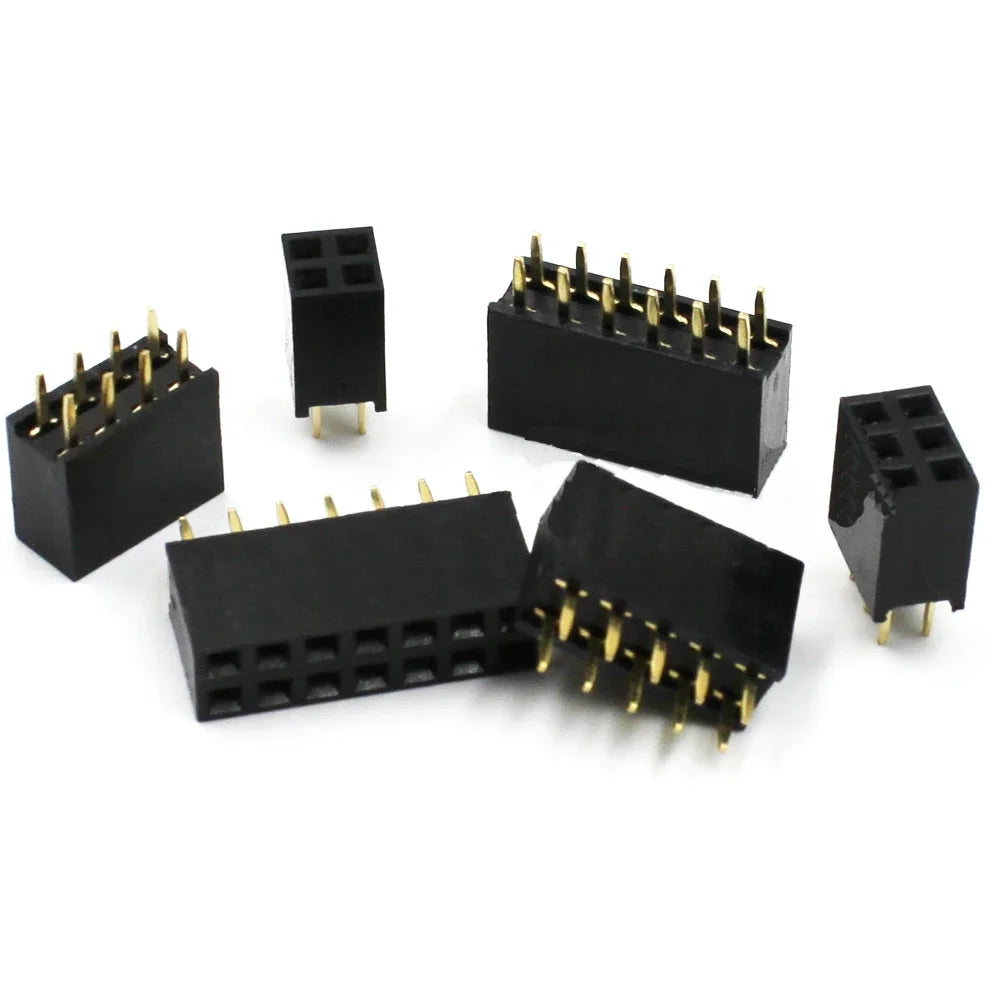 10Pcs 2.54mm Straight Dual 2X2/3/4/5/6/7/8/9/10/11/12/18/20/24/25/30/40P PH8.5mm Double Row Gold Rohs PCB Female Header Socket