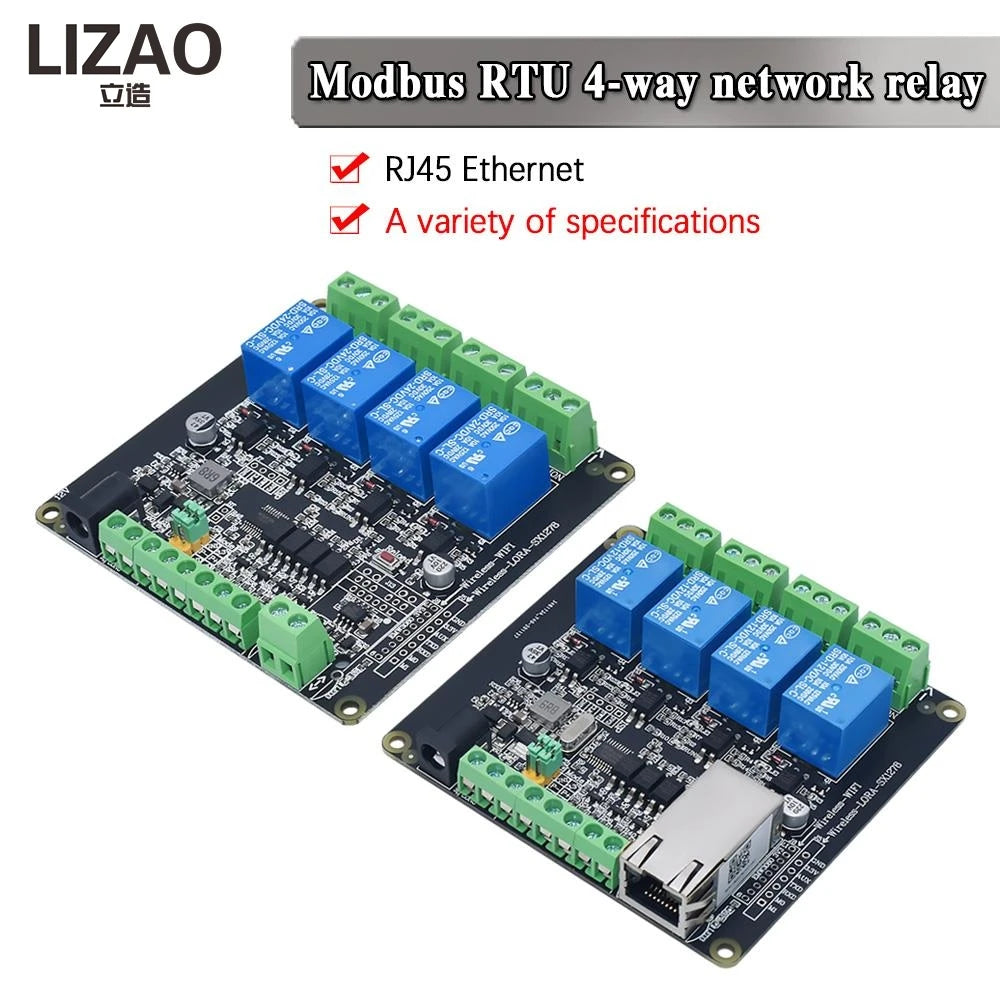 LIZAO Modbus TCP RTU Ethernet Module 4DI 4DO Relay Output RJ45 Digital Switch Input Module for PLC