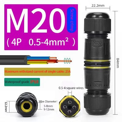 IP68 Waterproof Connector 2/3/4/5 Pin Screw Wiring Terminal Adapter For LED Light Electric Wire Connector Outdoor Junction Box