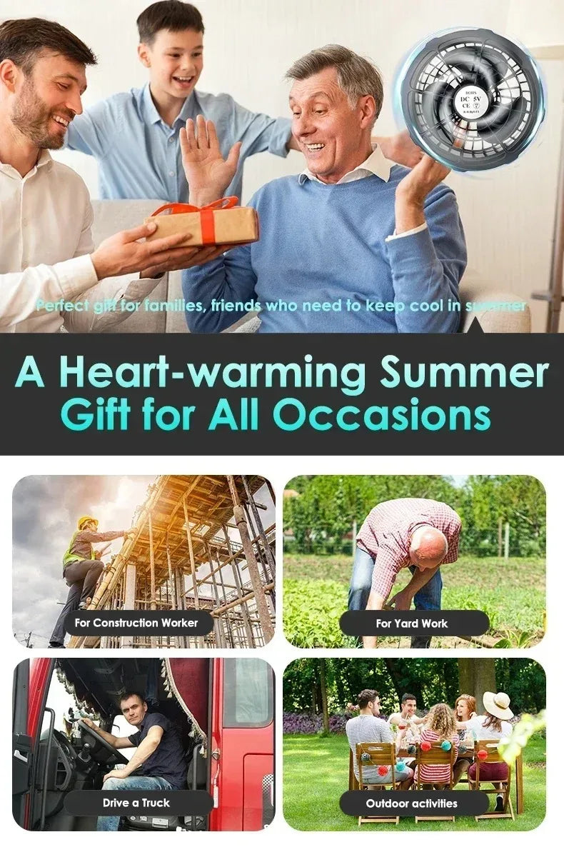 Air Conditioner Vest Cooling Fan 5V or 12V Adjustable Gear High Speed Fan For High Temperature Outdoor Work Fast Cooling DC Fan