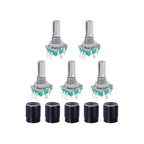 5/10Sets EC11 360 Degree Rotary Encoder Code Switch Digital Potentiometer 5 Pins Handle Length 20mm with Push Button,Knob Cap