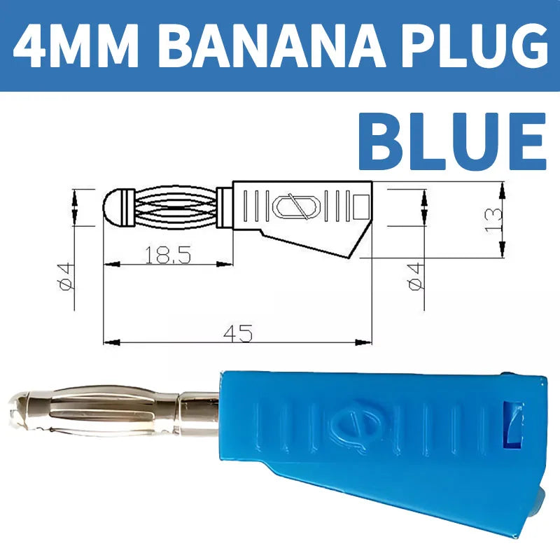 4mm 90 Degree Stackable Banana Plug, Solderless Side Entry Connector for Multimeter Test Leads, Audio Equipment and Power Supply