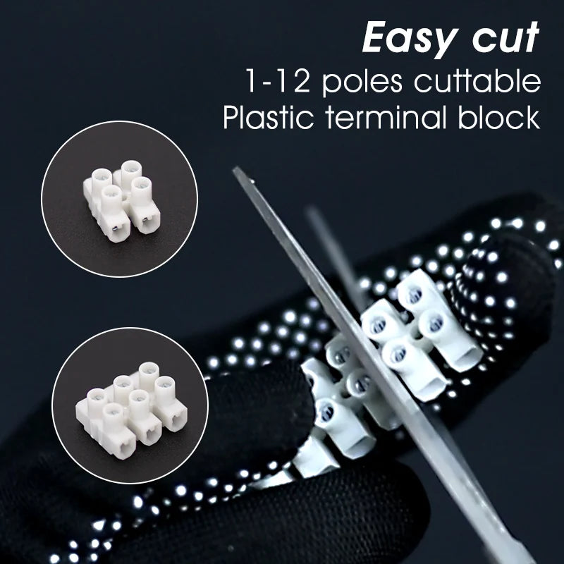 Terminal Block 12-Position Strip 450V/32A PA66 Electrical Equipment Connectors 0.5-4mm² Plastic Flame Retardant Wire Connector
