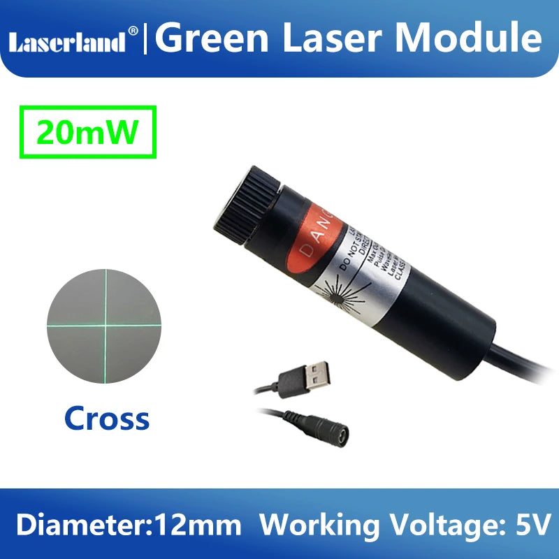Green Laser Diode Module 20mW Dot Line Cross Projector for Alignment of Cloth Cutting Location