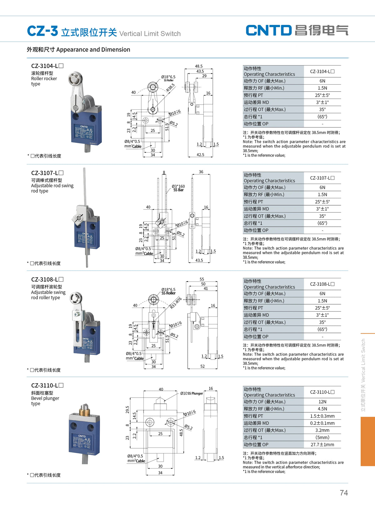 CNTD Micro Travel Limit Switch CZ‑3 Series CZ‑3101 CZ‑3104 CZ‑3108 CZ‑3112 IP67 Waterproof 5A 250V Position Control Switch