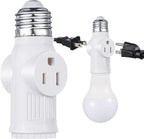 E26 E27 LED Bulb Base to US 2/3Prong Splitter Convert Polary Light Socket Switch AC Plug Garage Porch CCTV Camera Outlet Adapter