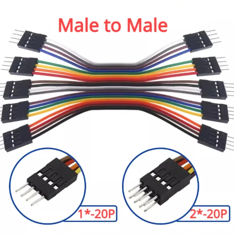 2PCS 2.54MM Pitch Dupont Line Female / Male Single Double 2P-20 Pin Dupont Cable Connector Jumper Cable Wire 10cm/20cm/30cm