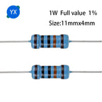 20PCS 1W Metal Film Resistor Five-color Ring Power Resistor 0.1~1M 1R 2R 4.7R 10R 47R 100R 220R 470Rohm 1K 2.2K 10K 4.7K 100K