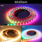 DC5V WS2812B Individually Addressable 5050 RGB Led Strip WS2812 Smart Pixels Led Light Black White PCB Waterproof IP30/65/67