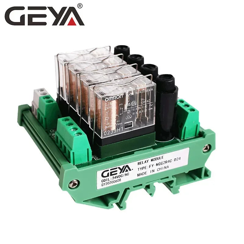 SALE GEYA 2/4/16 Channel PLC Relay Module 12V/24V DC 8A with Fuse Protection DIN Rail Mount Industrial Automation