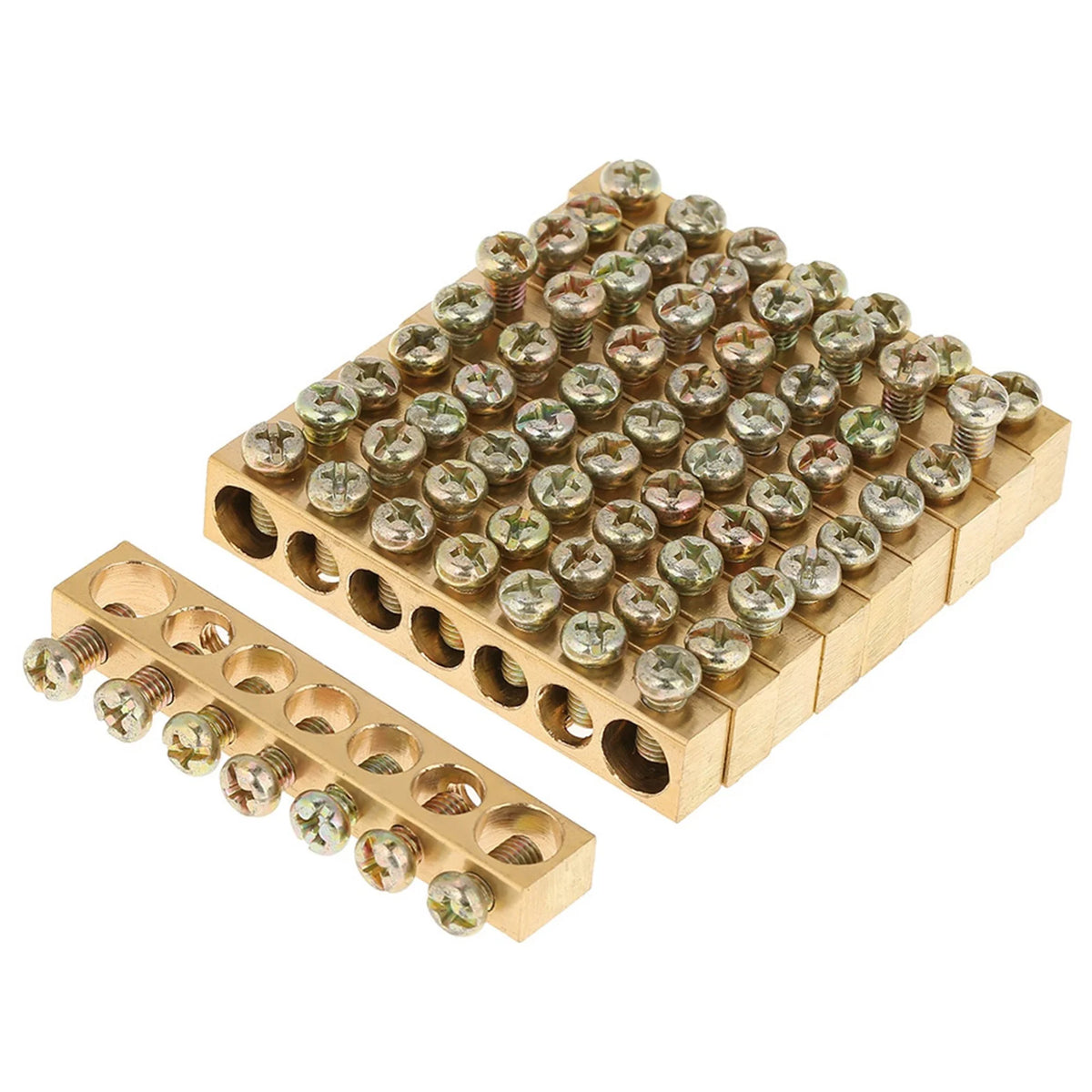 Ground Bar 7‑Hole Electrical Distribution Wire Screw Terminal Brass Ground Neutral Bar Terminal Bar