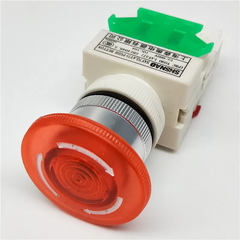 Emergency Stop Light Power 22mm Switches Mushroom Head on Off Pushbutton Led  Switch Lay37 Lay7 Y090
