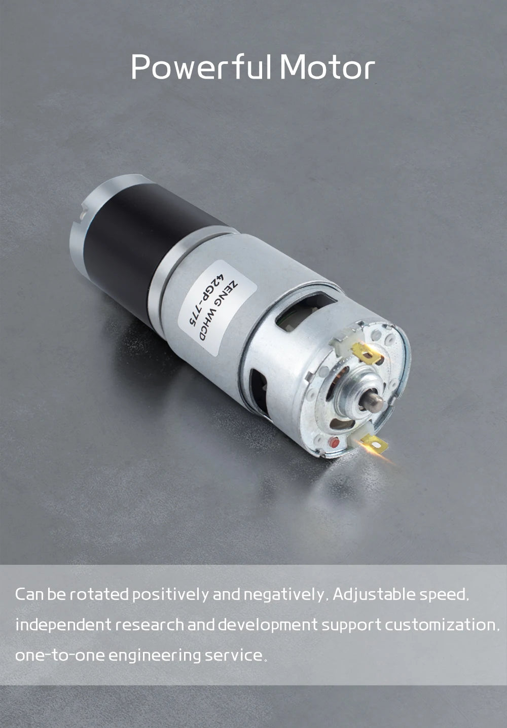 Planetary Reduction Motor 42GP-775 High Torque 12V/24V Can Rotate Forward and Reverse 8PRM~1600PRM, Maximum Torque 253KG.CM