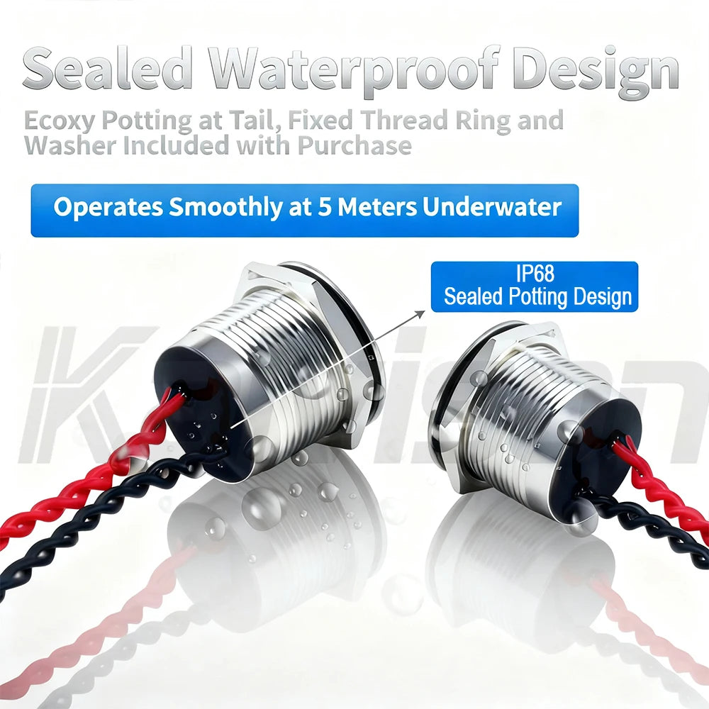 IP68 Piezo Switch 12/16/19/22/30mm Latching Waterproof Metal Touch Switch Stainless Steel Momentary Piezoelectric Ceramic Switch