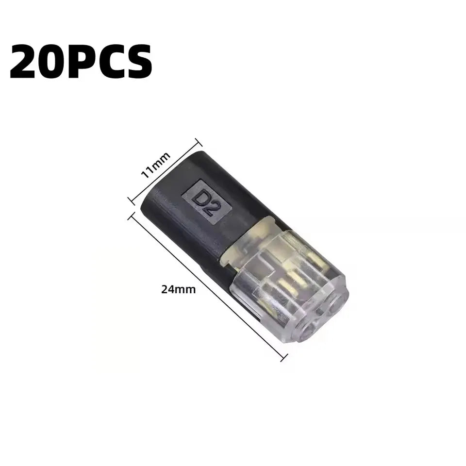 1-50 Pack of H2 2-Pin Pluggable Wire Connectors, Nylon Insulated Copper Quick-Connect Terminal Blocks, Suitable for Low-Voltage