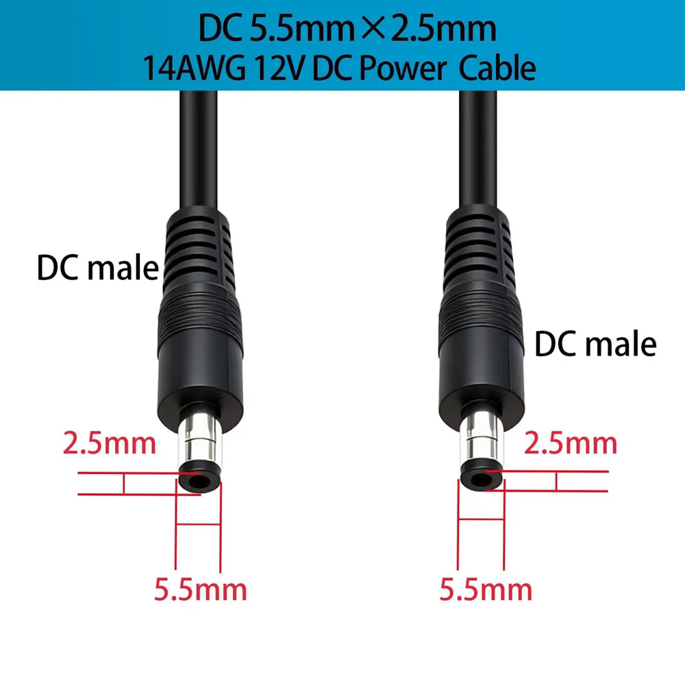 12V Extension Cord 5.5mm x 2.1mm DC Male To Male Extender Wire Security Camera Power Cable 1M/3M/5M/10M