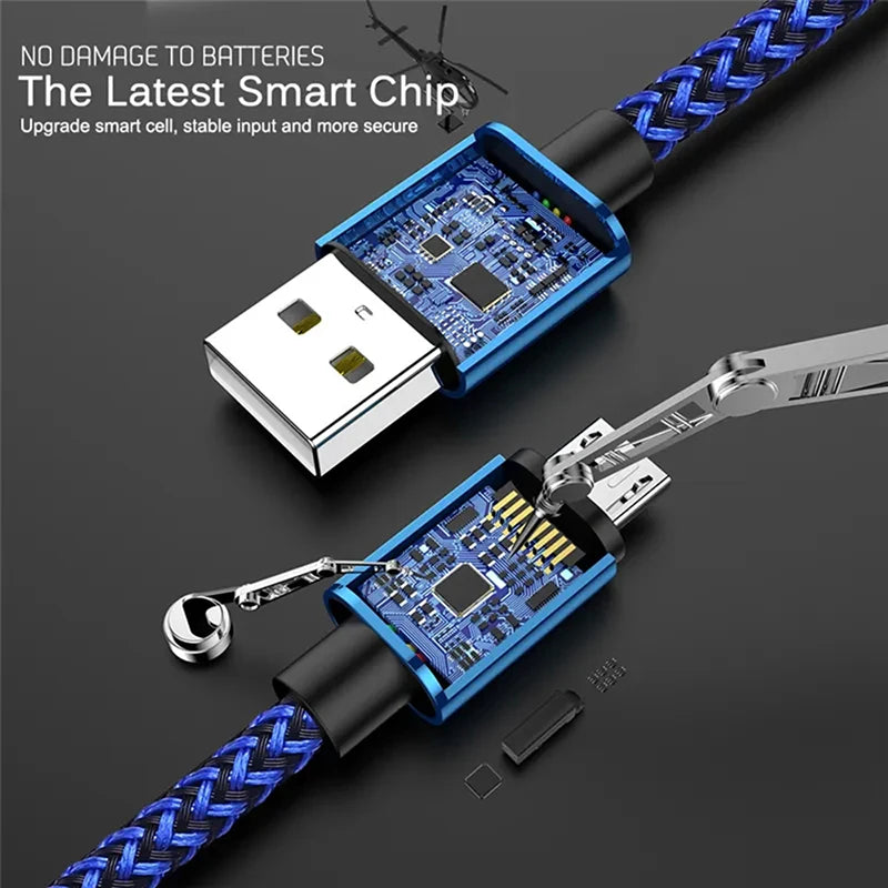 Micro USB 2.4A Fast Charging Cable Nylon Data Cable Cord For Samsung Galaxy A3/A5/A7 Android Phone Mobile Devices 1M 2M 3M