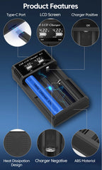 USB LCD Battery Smart Charger 1/2/4 Slots Dual For 18650 3.7V Rechargeable Lithium Battery For 1.2V NI-MH AA / AAA Battery