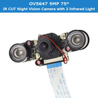 Raspberry Pi Night Vision Camera with 2 Infrared Light 5MP OV5647 Webcam 75 175 IR-CUT Camera for Raspberry Pi 4B 3B+ 3B Zero