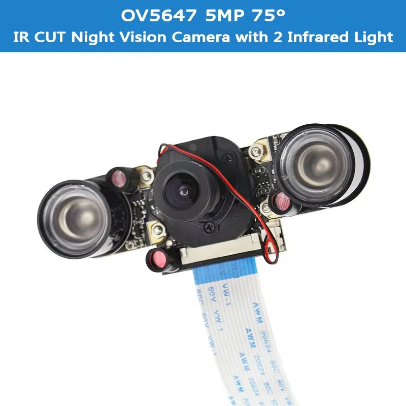 Raspberry Pi Night Vision Camera with 2 Infrared Light 5MP OV5647 Webcam 75 175 IR-CUT Camera for Raspberry Pi 4B 3B+ 3B Zero