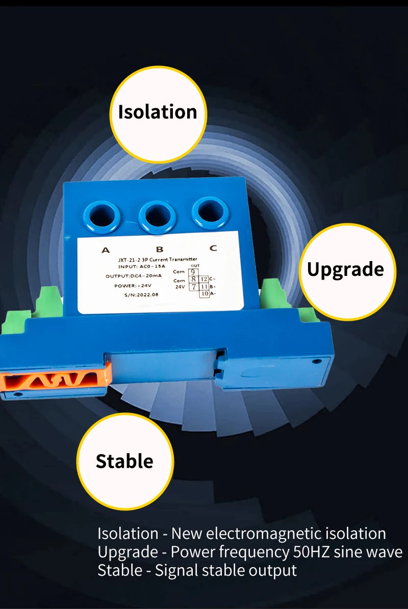 3 Phase AC Current Transducer 0-1A 0-5A 0-10A 0-20A Current Sensor 4-20mA 0-10V 0-5V AC Current Transmitter