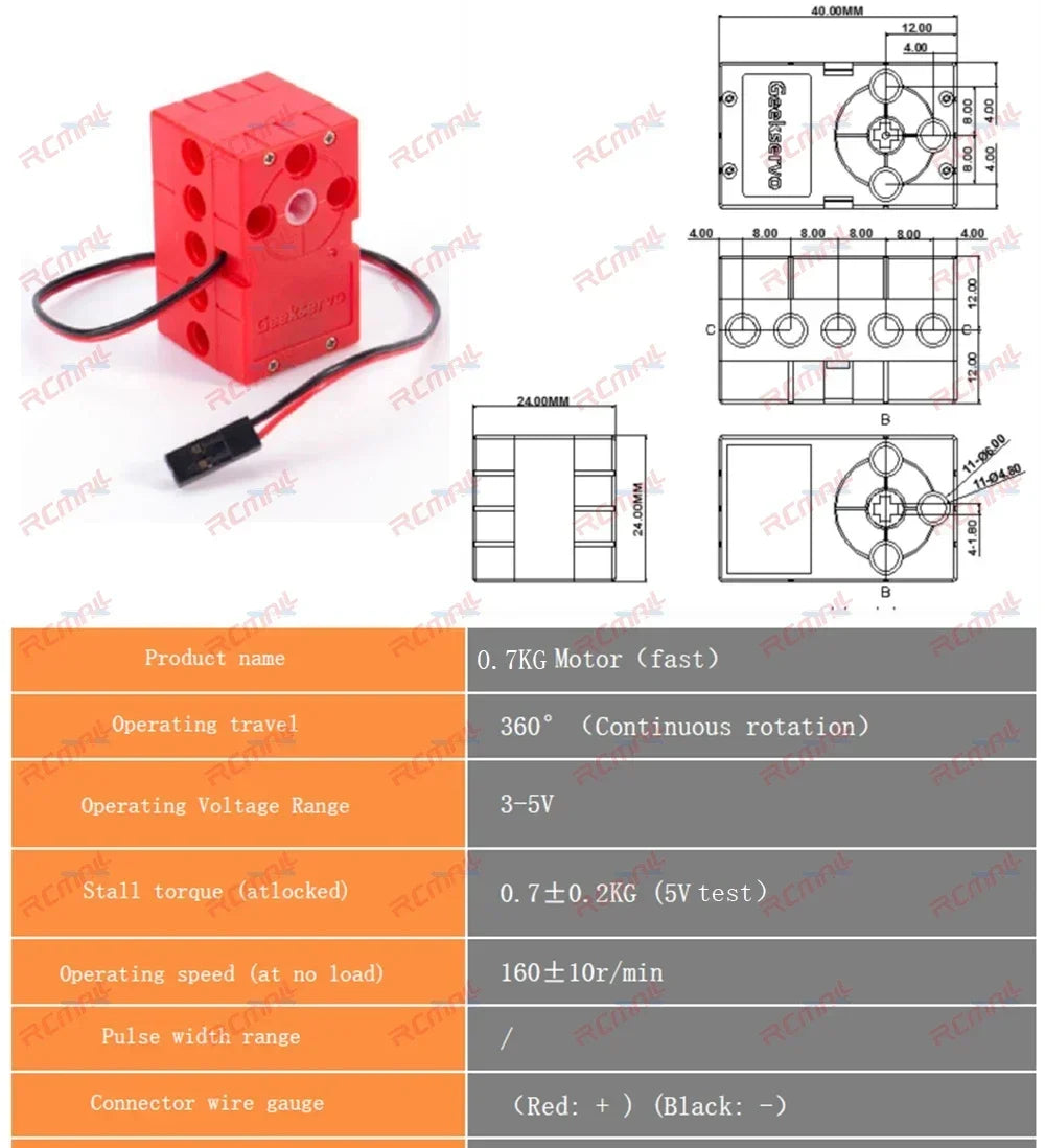 Geekservo 0.7KG/2KG Programmable Servo 360 Degree Dual-shaft Building Blocks Motor for Micro:bit compatible with Legoeds Bricks