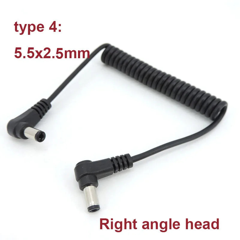 1m DC male to male right Angel Spring Cable connector 5.5mm x 2.1mm straight Plug Power charger 5.5 x 2.5 2.1 mm Extension Cord