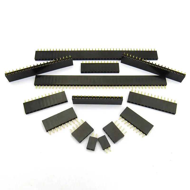 100pcs 2.54mm Single Row Straight 0.1" Reflow Rohs Gold PCB Connector PH8.5 2/3/4/5/6/7/8/9/10/12-40P Female Pin Header Socket