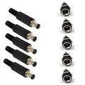10Pcs DC Connectors 5.5x2.1mm DC Power Plug Male Female Jack Socket Nut Panel Mount DC Power Adapter Connector
