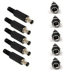 10Pcs DC Connectors 5.5x2.1mm DC Power Plug Male Female Jack Socket Nut Panel Mount DC Power Adapter Connector