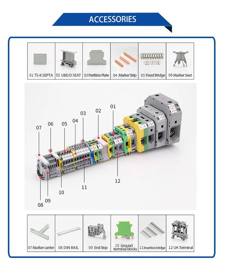 10Pc FBI10-8 Wiring Jumpers 10 Seats UK6N UK 6N Connector FBI 10-8 DIN Rail Terminal Block Accessories Termin Fixed Bridge