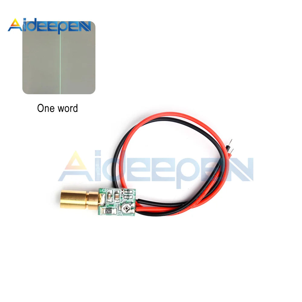 6mm 10mW Green Small Laser Head Module Dot/Line/Cross 3V-5V Adjustable Focal Length 520nm Laser Diode Head Industrial Class