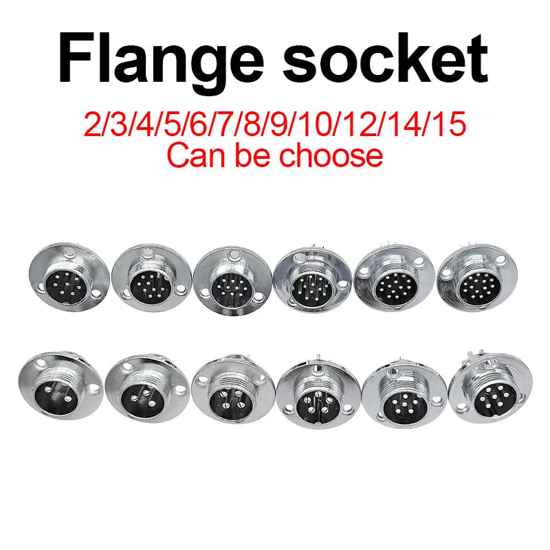 GX20 Metal Aviation Connector 2 3 4 5 6 7 8 9 10 12 14 15 Pin Male Female Plug Socket Panel Mount Flange Circular Cable Joint