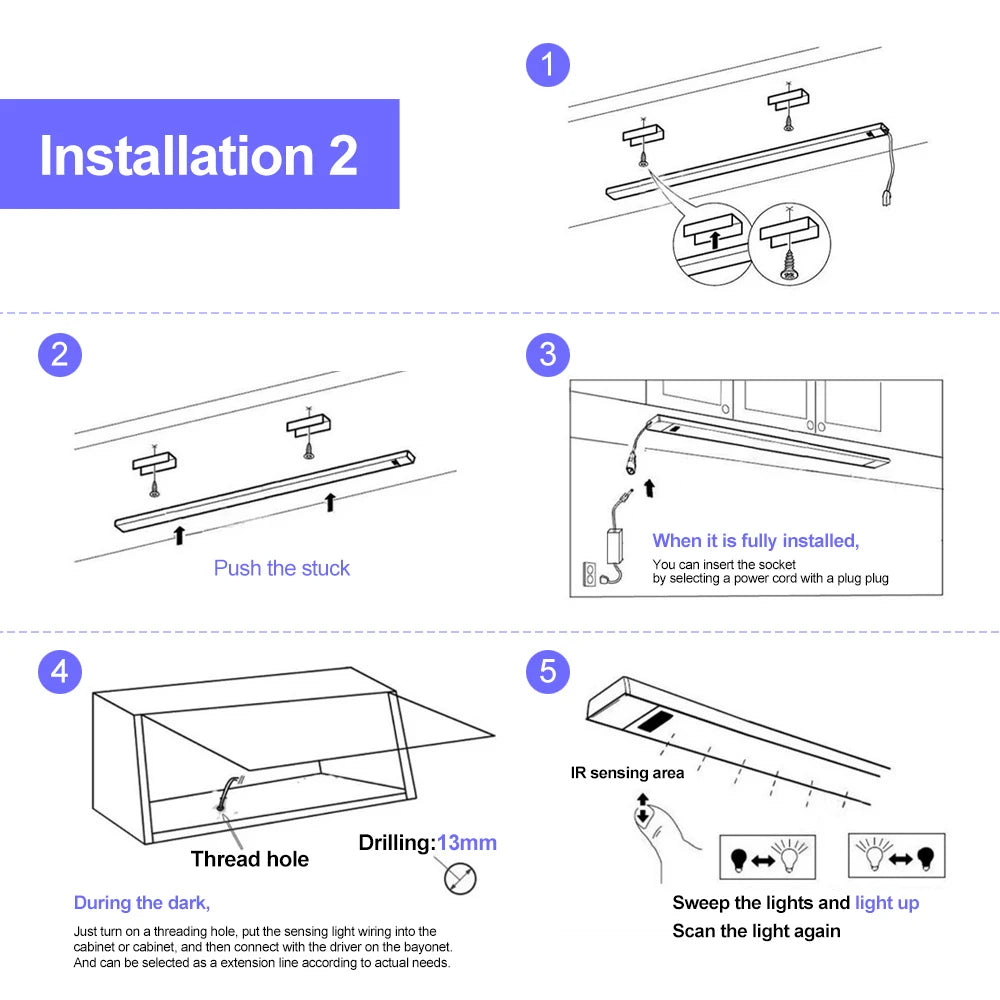 12V WIFI Bluetooth LED Kitchen Light Bar 30CM 40CM 50CM Timing Night Lamp For Cabinet Wardrobe Tuya Work with Alexa Google Home
