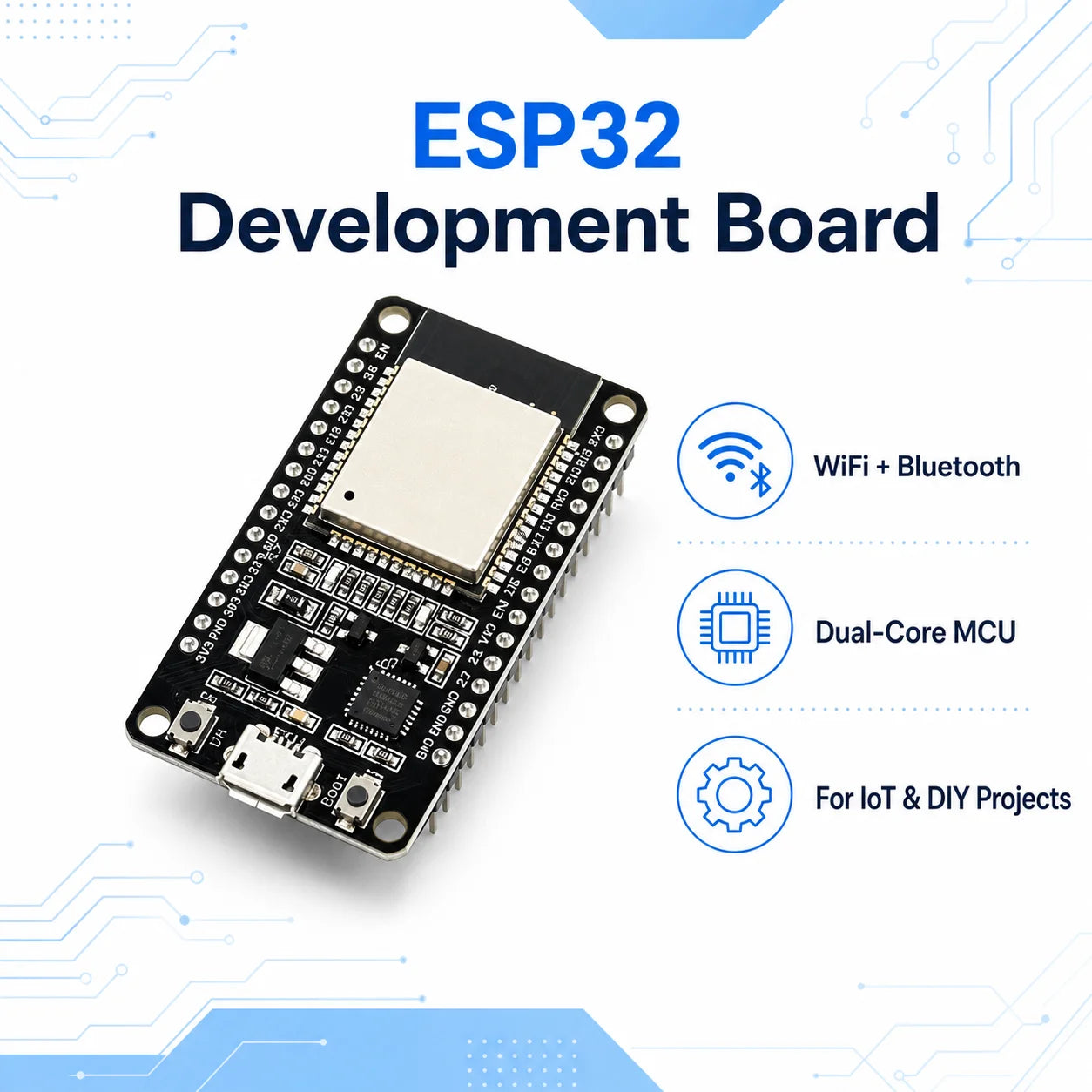 10PCS ESP32 Development Board WiFi Bluetooth Dual Core ESP-32 ESP-32S CP2102 CH9102 CH340 Type-C Micro USB Module