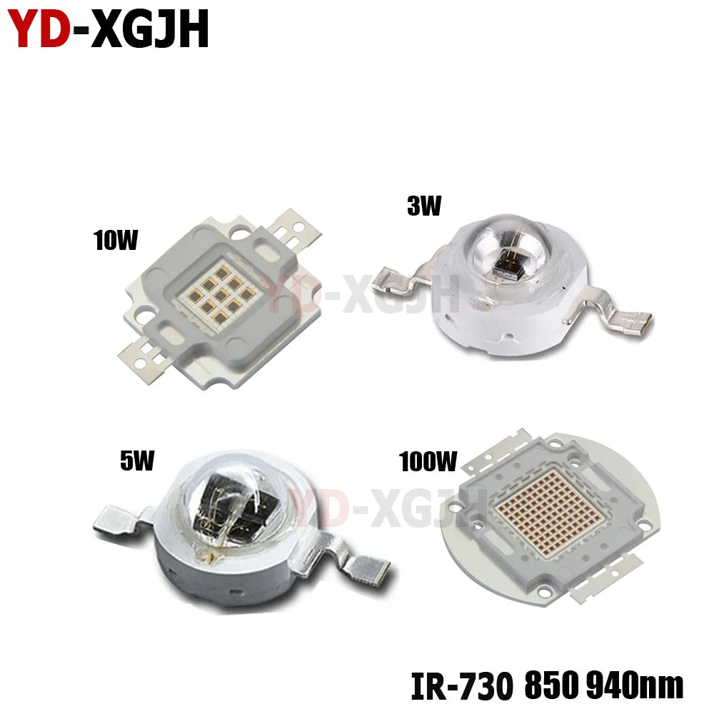 IR Infrared 850Nm 940Nm High Power LED Chip 3W5W10W20W50W100W Emitter Light Lamp Matrix  45x45mil for 730nm Night Vision Camera