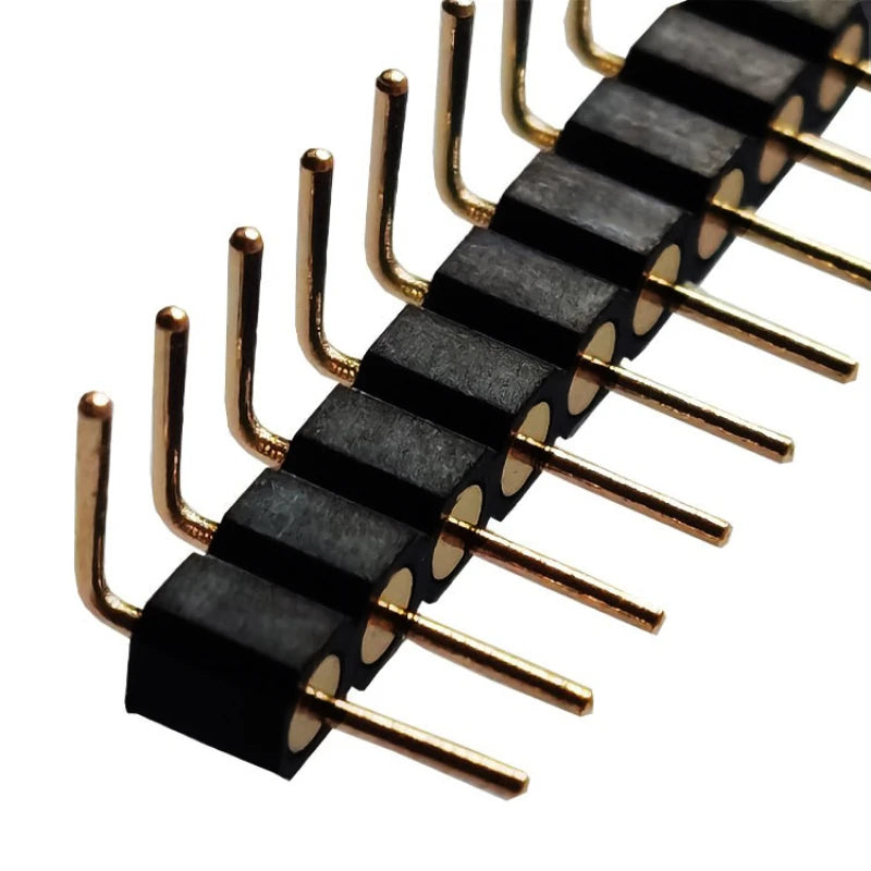 100pcs 1X2/3/4/5/10/15/20/40P RGB RGBW LED Strip PCB Connector Round Hole Right Angle DIP Gold IC Crystal Female Male Pin Header