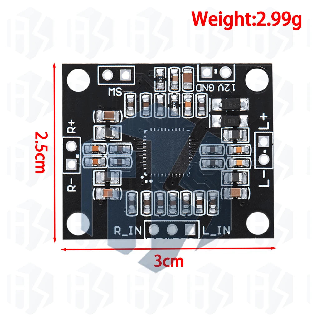 1PCS EGBO Super Slim 2 x 15W PAM8610 Class D Digital Dual Power Audio Amplifier Board 12V black