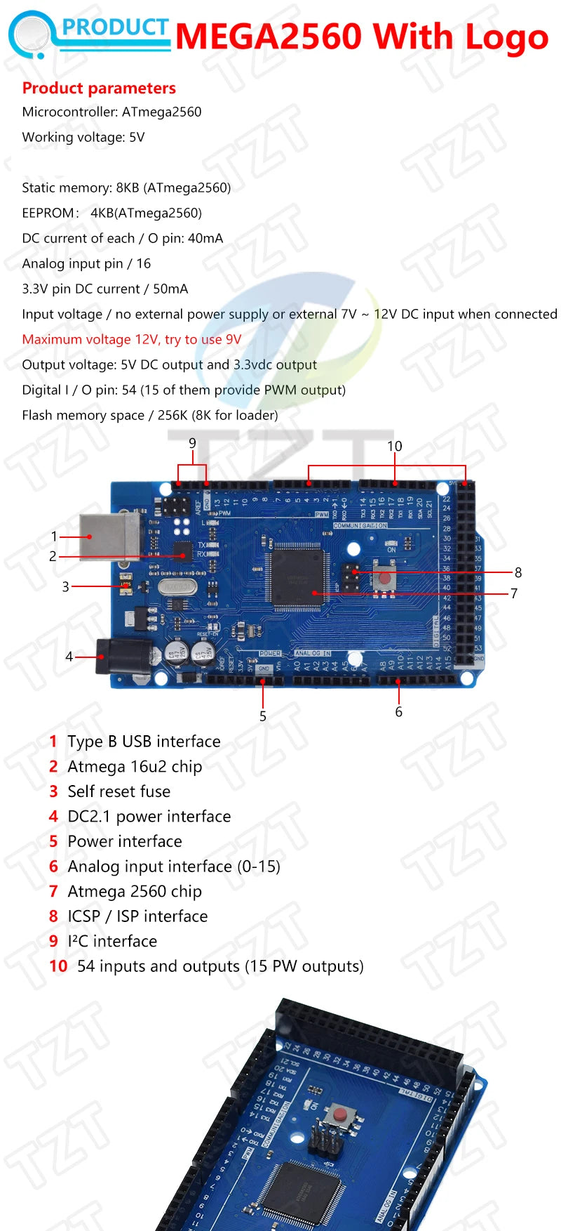 TZT Mega2560 ATMEGA16U2 / Pro Mini MEGA 2560 Mega+WiFi R3 ATmega2560 CH340G For Arduino Mega R3 Development Board ESP8266