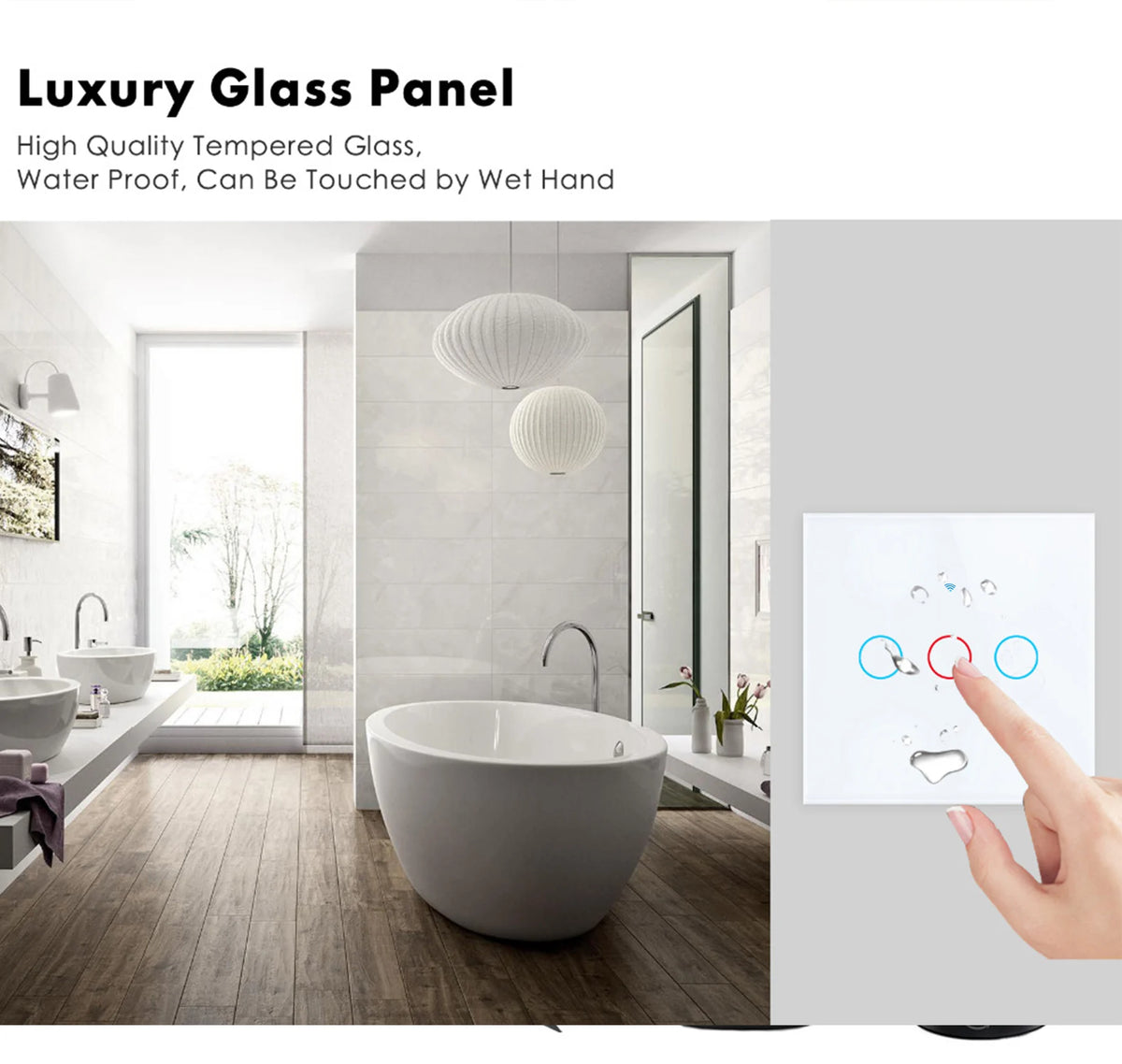 Work With Tuya WiFi Smart Touch Wall Switch RF433MHz 1/2/3/4 Gang Touch Sensor for LED Light Voice Control Alexa And Google Home