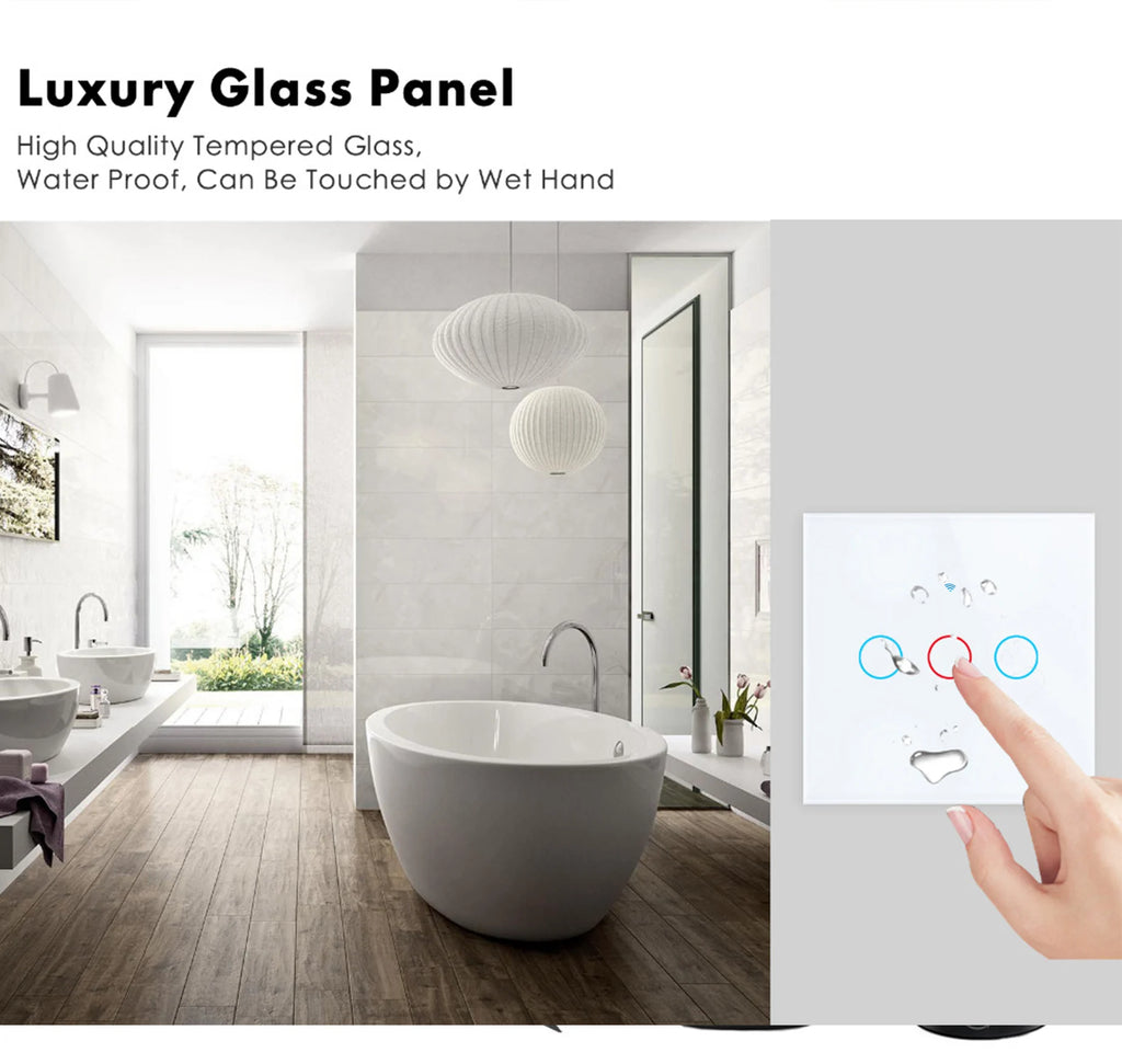 Work With Tuya WiFi Smart Touch Wall Switch RF433MHz 1/2/3/4 Gang Touch Sensor for LED Light Voice Control Alexa And Google Home