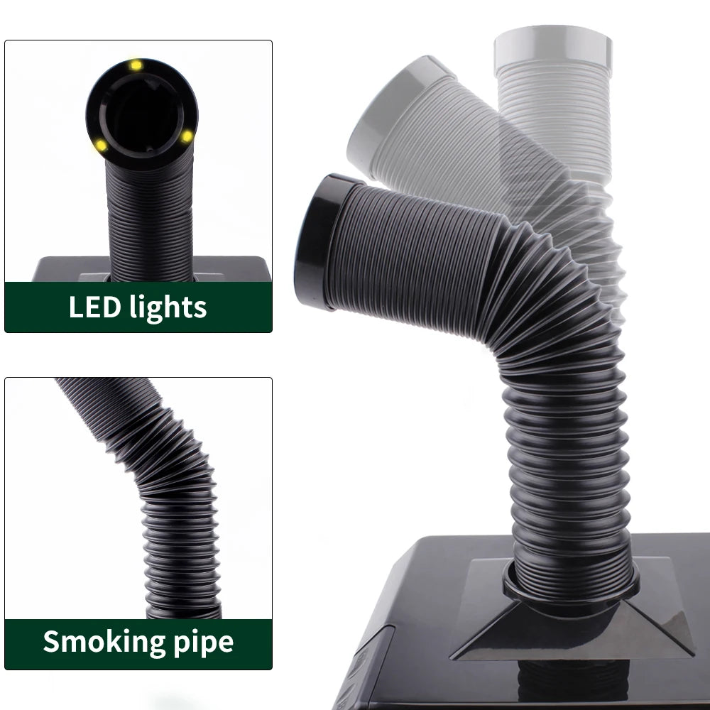 LUXIANZI 220V Tabletop Solder Iron Smoke Absorber With LED Light ESD Fume Extractor Filter Screen Smoking Instrument